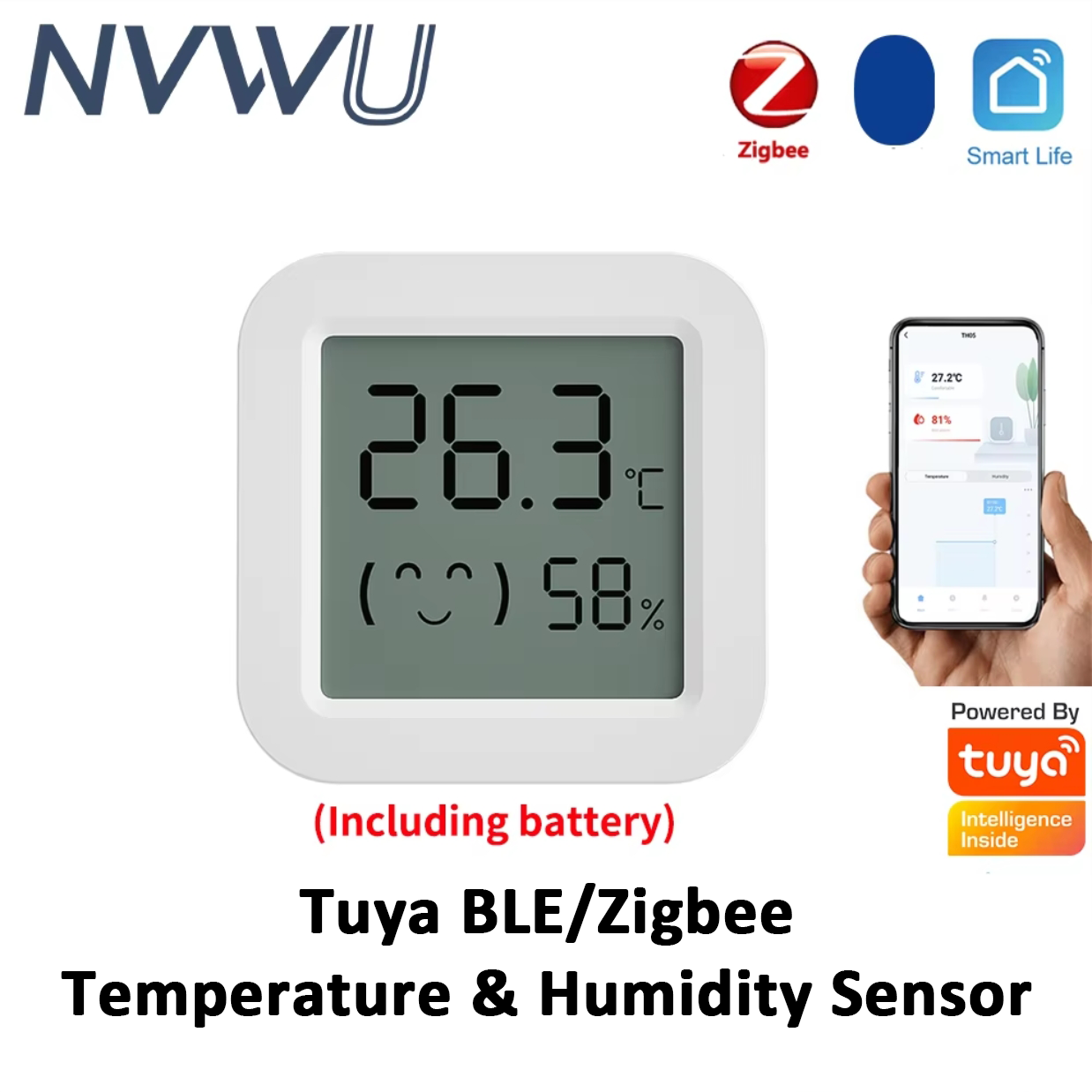 Temperature Sensor - Tuya Zigbee 温度湿度センサー冷蔵庫センサーミニ LCD デジタルディスプレイ Bluetooth