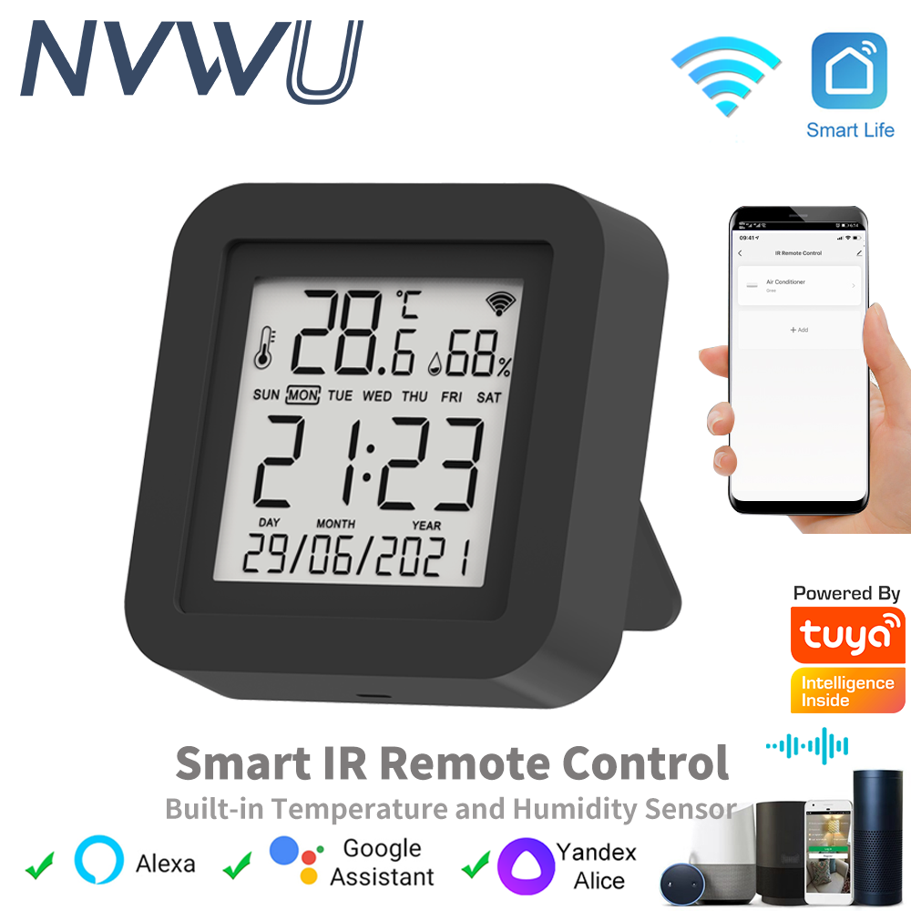 Temperature Sensor - 温度,湿度センサー,日付表示付きのスマートir wi-fiを備えたtuya tvエアコンは,alexa,googlehomeで動作します
