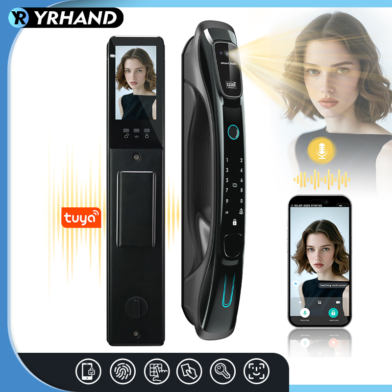 Smart Home Door Lock - スマートロック、3D顔認識、手のひら静脈認証、指紋認証、Wi-Fi対応、アプリによる遠隔操作、ビデオインターホン、自動ドアロック、デジタルセキュリティ