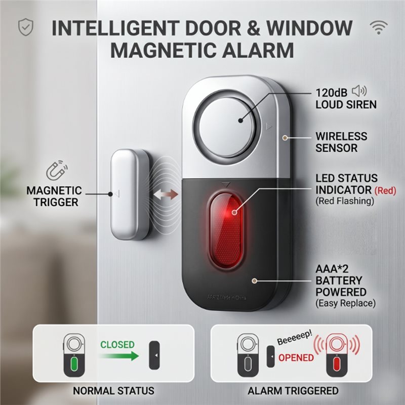 ABNR ホームセキュリティ盗難警報器ワイヤレスドア開閉警報 - Wireless Door Sensor のレビューと価格