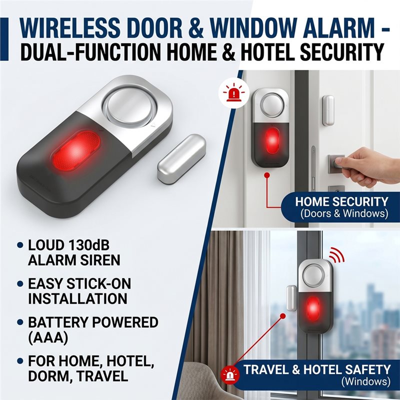 ABNR ホームセキュリティ盗難警報器ワイヤレスドア開閉警報 - Wireless Door Sensor のレビューと価格